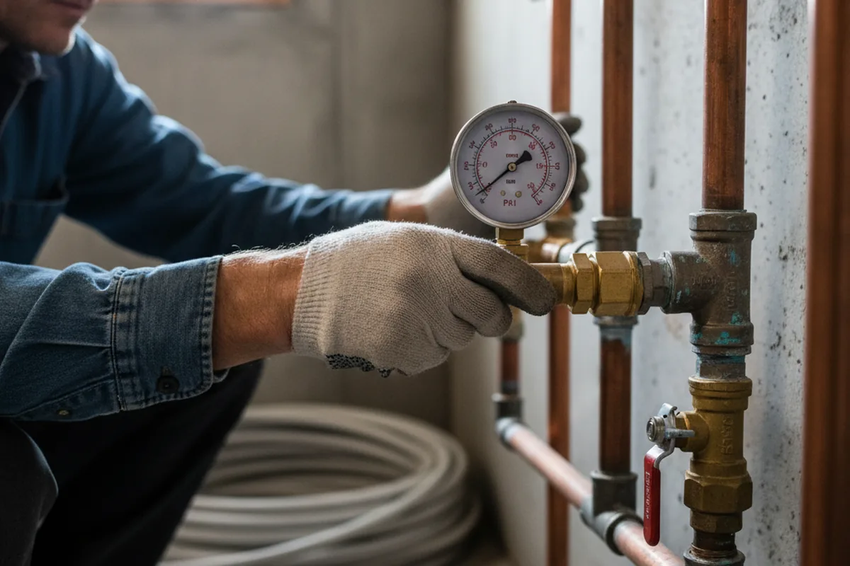 Pressure testing a repaired line during Water Line Repair in Winston