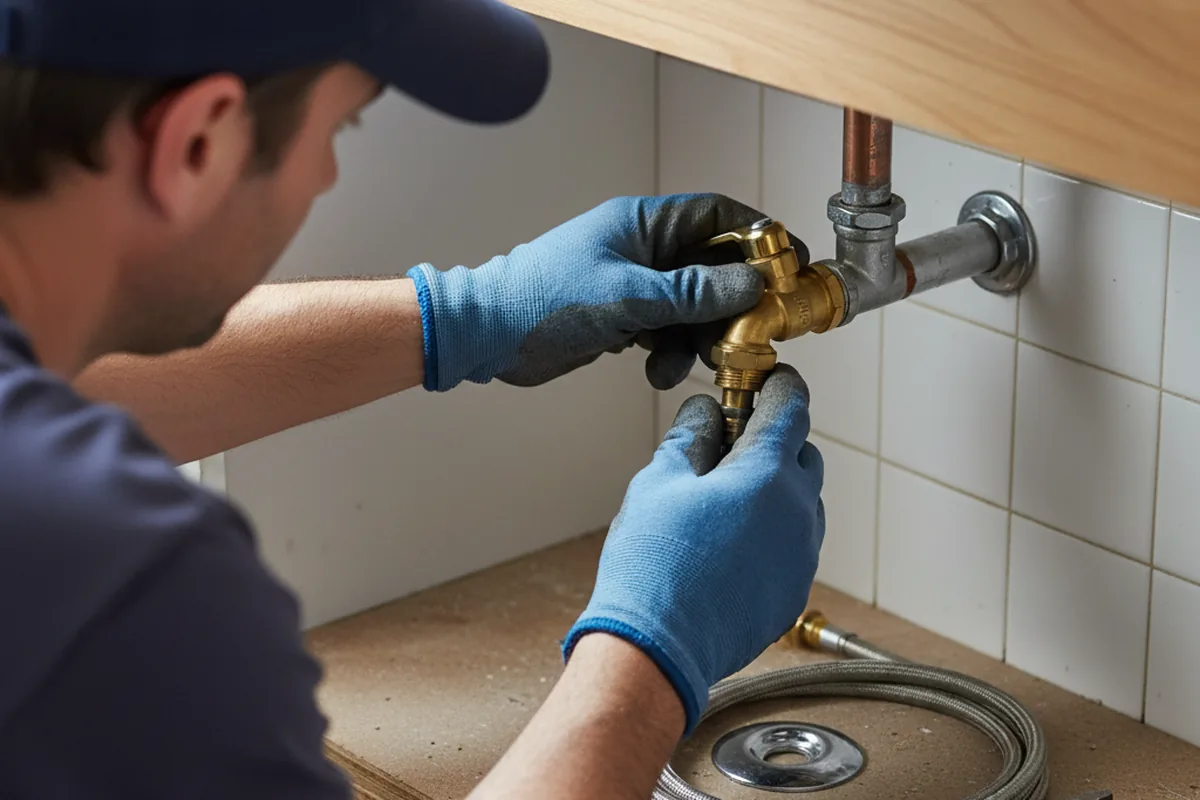 Shutoff valve and fitting work during Burst Pipe Repair in Winston